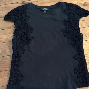 Express Black Lace Detail Women's Top